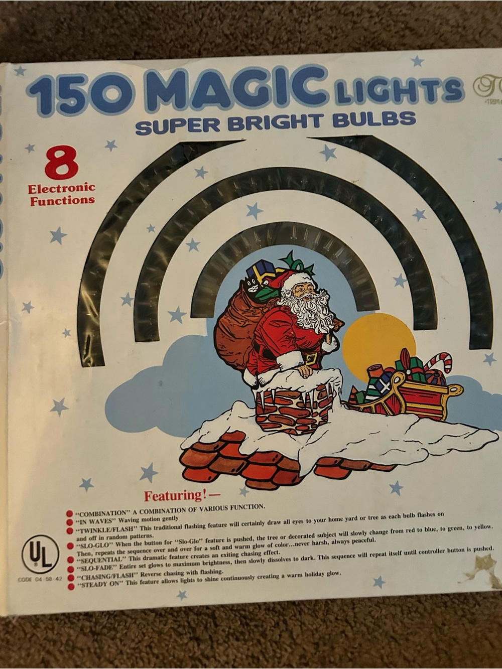 VTG Trim A Home 150 Magic Lights 8 Function White Lights Christmas Original Box